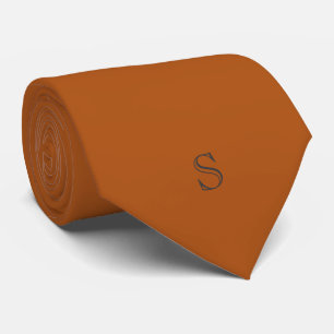 Cravate Terracotta orange personnalisé avec monogramme