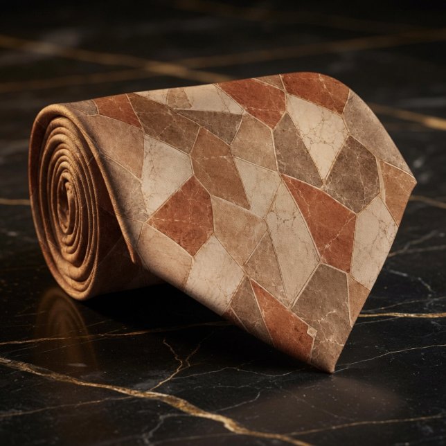 Cravate Terracotta Rustique et Marbre de Grès Géométrique (Créateur téléchargé)