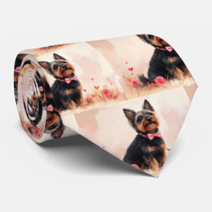 Cravate Terrier australien avec Rose - Saint Valentin
