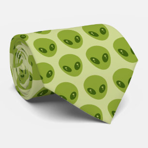 Cravate Têtes d'alien vert mignon motif