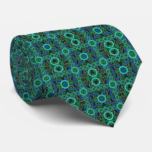 Cravate Têtes d'engrenage - Bleu et Turquoise