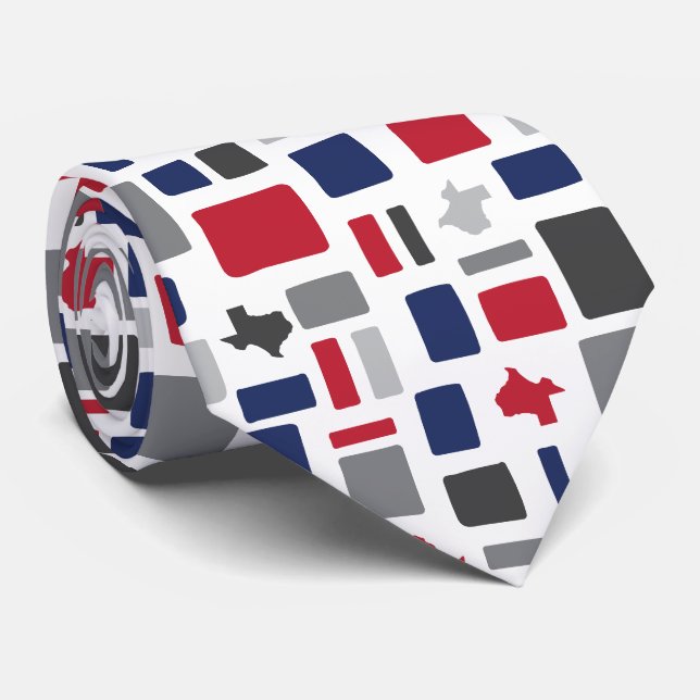 Cravate Texas Red & Blue Wonky Carrés & Rectangles (Roulé)