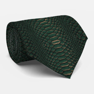Cravate Texture de peau de serpent émeraude et cuivre de l