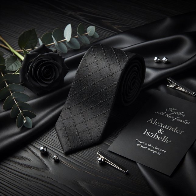 Cravate Texture géométrique noire minimaliste à points en  (Créateur téléchargé)