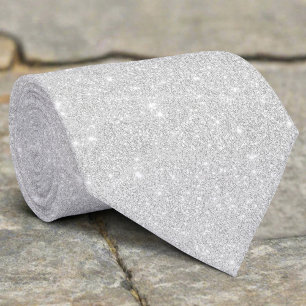 Cravate Texture Parties scintillant argent blanc brillant