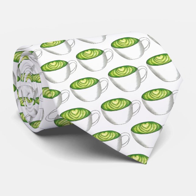 Cravate Thé japonais Matcha Green Latte Teacup Foin (Roulé)