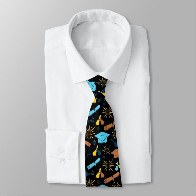 Cravate Thème cool de graduation Noir (Attaché)