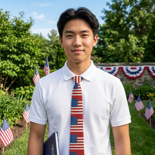 Cravate Thème d'héritage Americana rayures rouges bleues v