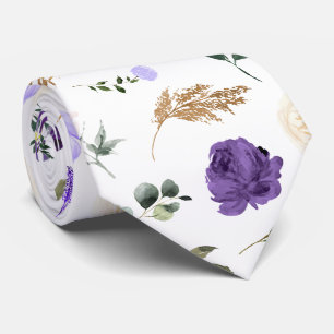 Cravate Thème PixDezines H2 Fleurs Teintes Violettes