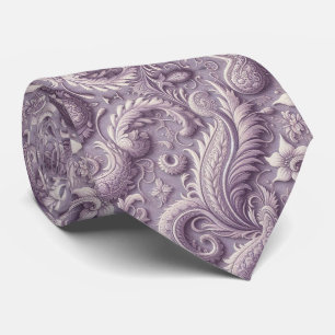 Cravate Tie à col en jacquard en relief paisley 3D lavande