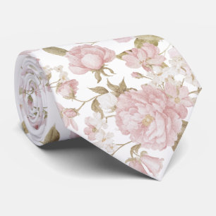 Cravate Tie à col Pivoines Rosées