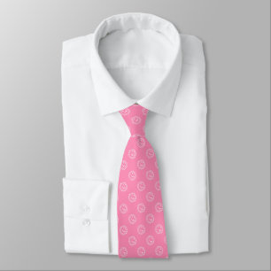Cravate Tie à motif de coronavirus rose et blanc