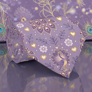 Cravate Tie à motif paon paonne