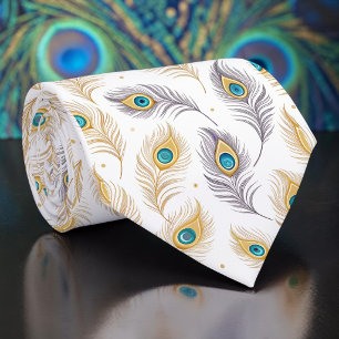 Cravate Tie à motif paon paonne
