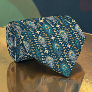 Cravate Tie à motif paon paonne
