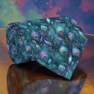 Cravate Tie à motif paon paonne