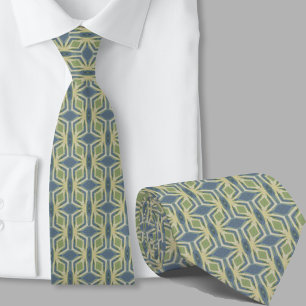 Cravate Tie à motif vert sauge bleu artistique moderne