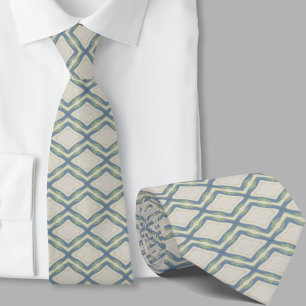 Cravate Tie à motif vert sauge bleu artistique moderne