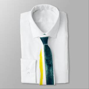 Cravate Tie à rayures peintes à l'aquarelle – Bleu et Jaun