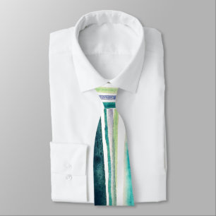 Cravate Tie à rayures peintes à l'aquarelle – Bleu et Jaun