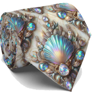 Cravate Tie Amoureux de la Plage   Motif Coquillage Diaman