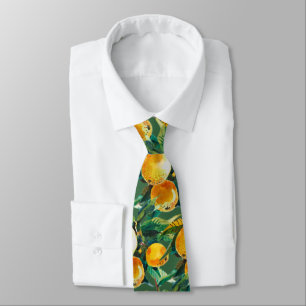 Cravate Tie aquarelle Orange – Citron frais – Artwork