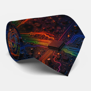 Cravate Tie arc-en-ciel Circuit imprimé – Geek de la techn