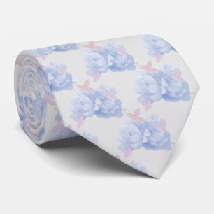 Cravate Tie aux pivoines et papillons