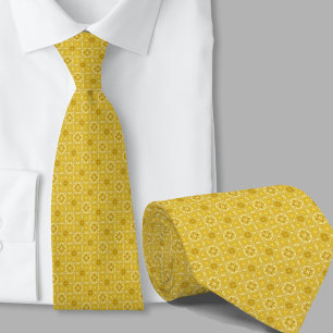 Cravate Tie avec motif géométrique jaune artistique modern