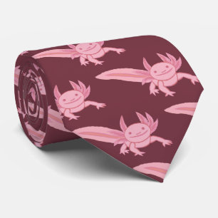 Cravate Tie Axolotl Rose Sourire – Design Kawaii Mignon