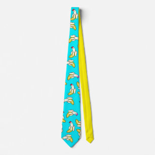Cravate Tie Bleu Cool Dessin Animé Banane
