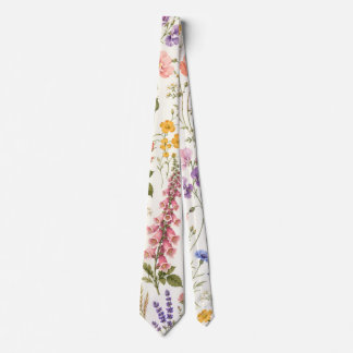 Cravate Tie botanique de prairie fleurie