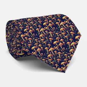 Cravate Tie botanique sombre vintage champignon