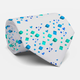Cravate Tie Cœurs et Cubes Bleu Aqua