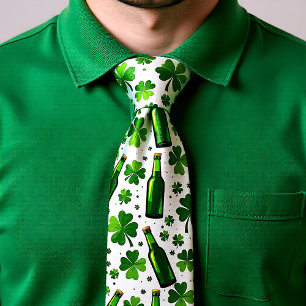 Cravate Tie de la Saint-Patrick Bières et Pétales