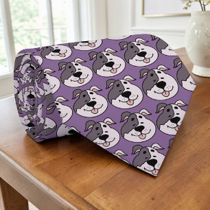 Cravate Tie dessin animé de chien sur fond violet personna