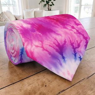 Cravate Tie-Dye Rétro Rose et Violet pour Col