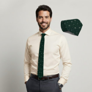 Cravate Tie en ivoire micro floral vert foncé