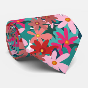 Cravate Tie Fleurs Rouges Artistiques – Design Inspiré de