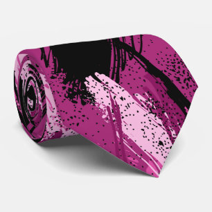 Cravate Tie noir fuchsia rose camouflage