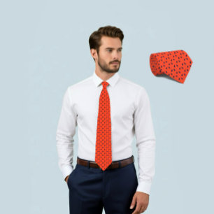 Cravate Tie orange carotte avec petit motif géométrique ma