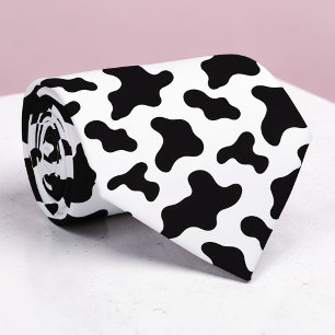 Cravate Tie personnalisé à motif vache noir et blanc