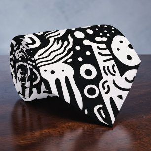 Cravate Tie personnalisé à motifs noir et blanc