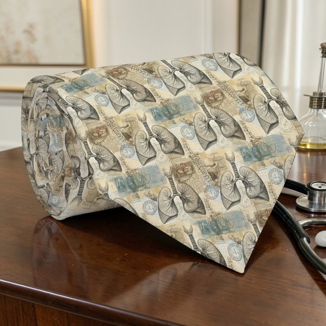 Cravate Tie personnalisé Anatomie Vintage Poumons Science (Créateur téléchargé)
