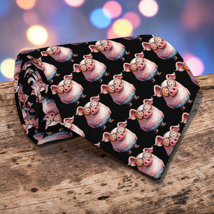 Cravate Tie personnalisé au motif de cochon fantaisiste