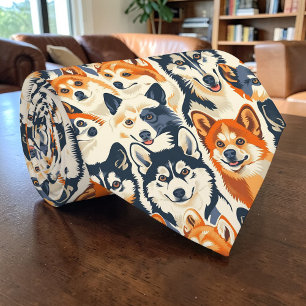 Cravate Tie personnalisé Canine Amoureux des chiens Rétro