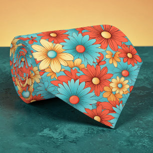 Cravate Tie personnalisé Fleurs Classique Rétro 70s Groovy