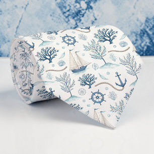 Cravate Tie personnalisé sur la vie marine nautique