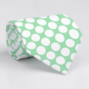 Cravate Tie personnalisé vert clair à gros pois