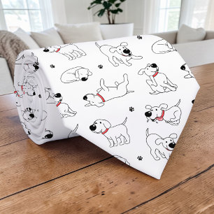 Cravate Tie personnalisée avec dessin animé de chien noir 